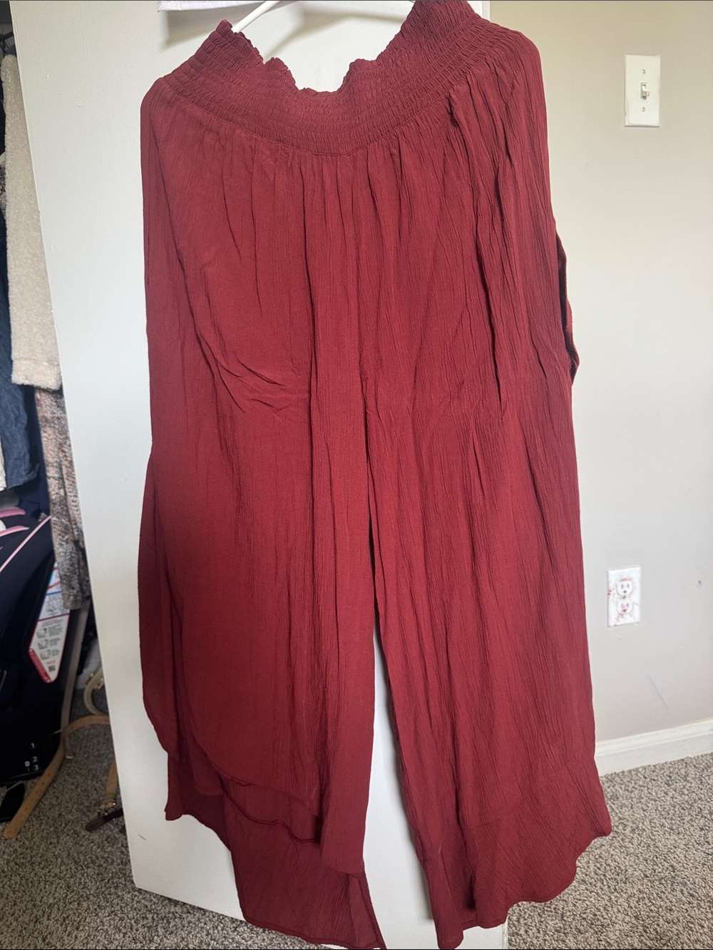 Women's Wide-Leg Smocked Waist Pants - Rust